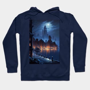 Cityscape at Night - Oil paint Hoodie